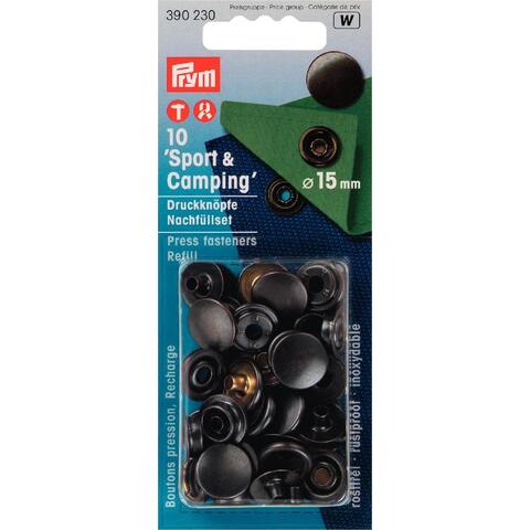 Trykknapper sport og camping refil 10 stk x 15 mm svart
